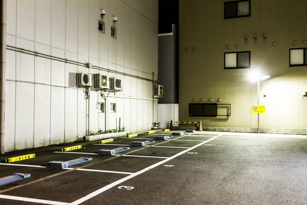 Japan, Osaka, Empty parking lot