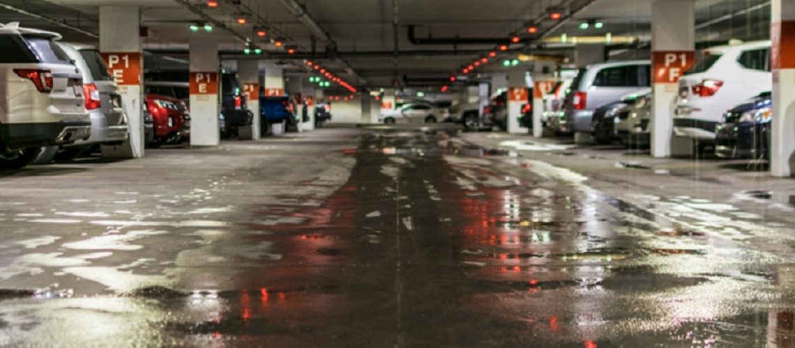 wet parking garage with no spots free